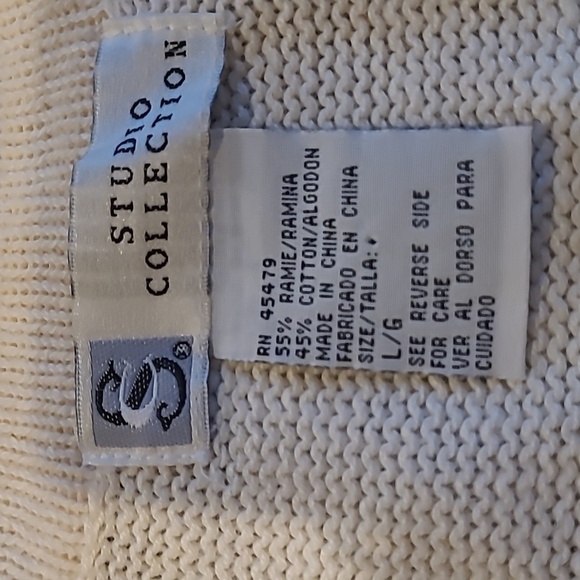 Studio Collection Vintage Ivory Embellished Cardigan Sweater size L - Picture 2 of 5